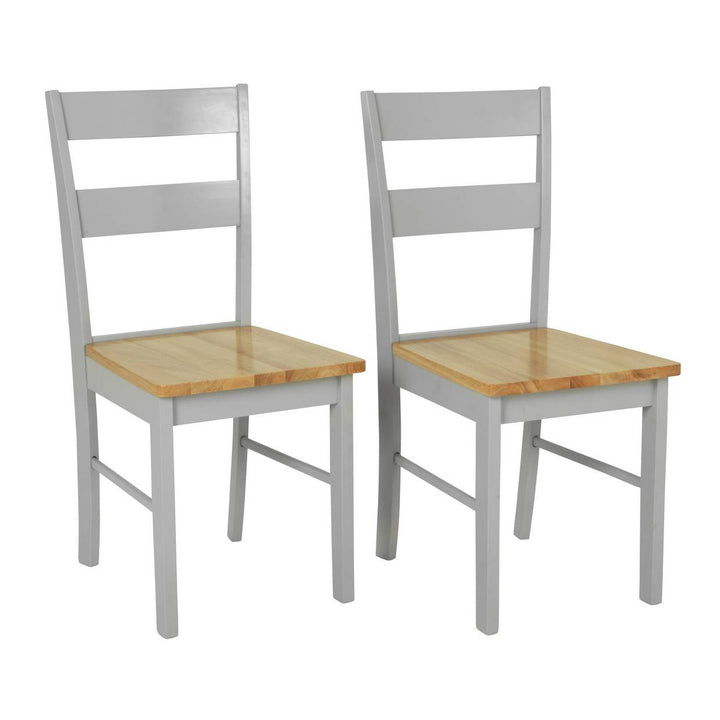 Chicago Pair of Solid Wood Dining Chair - Grey & Oak