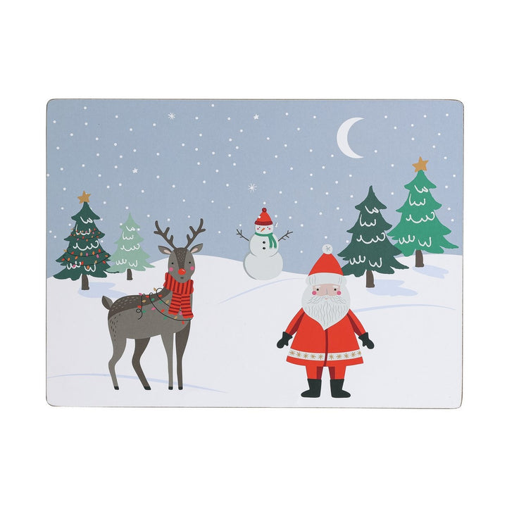 Home Set of 4 Santa and Reindeer Placemats