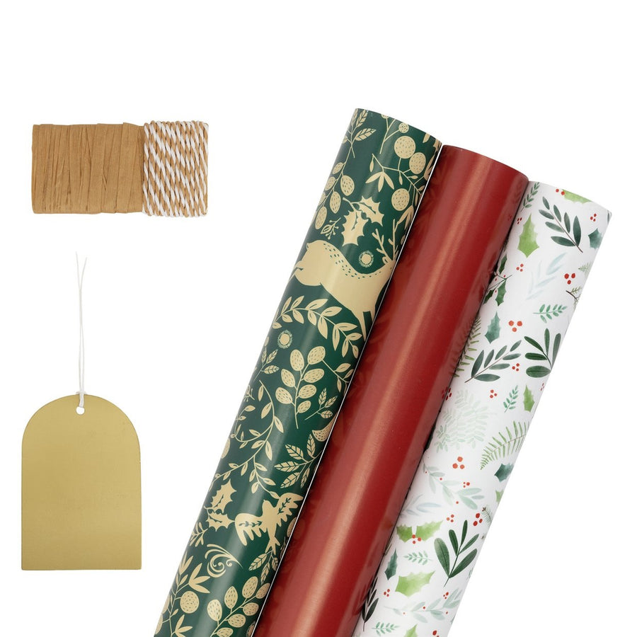 Home 3 Roll Traditional Wrapping Paper Set