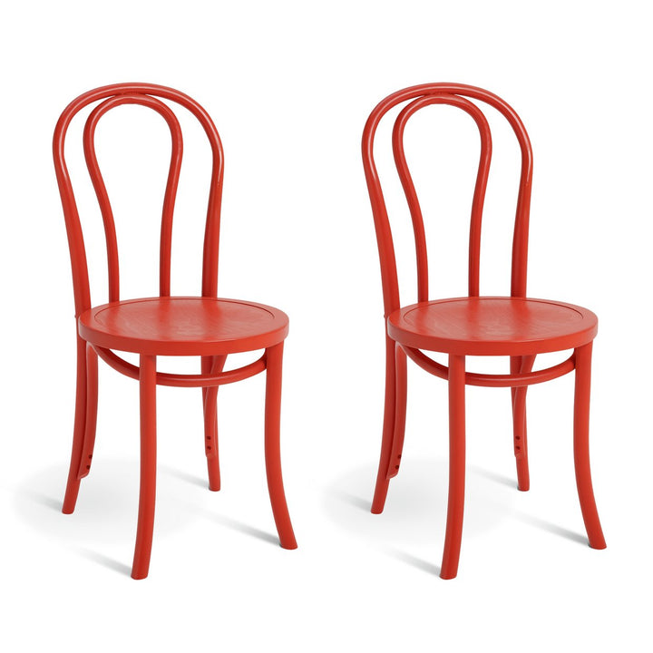 Habitat 60 Larsa Pair of Solid Wood Dining Chairs - Red