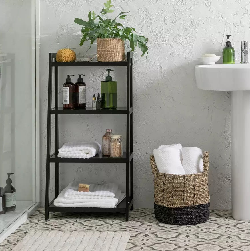 Home 4 Tier Bathroom Storage Shelf Unit - Black