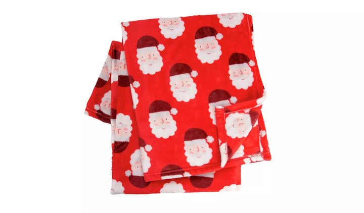 Home Christmas Santa Printed Fleece Throw - 125 X 150cm