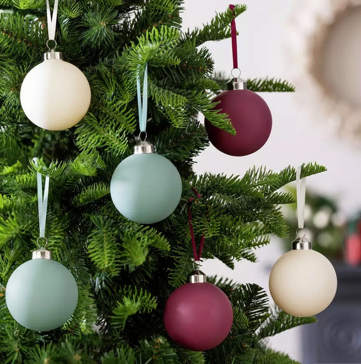 Home Pack Of 6 Glass Christmas Baubles - Multicoloured