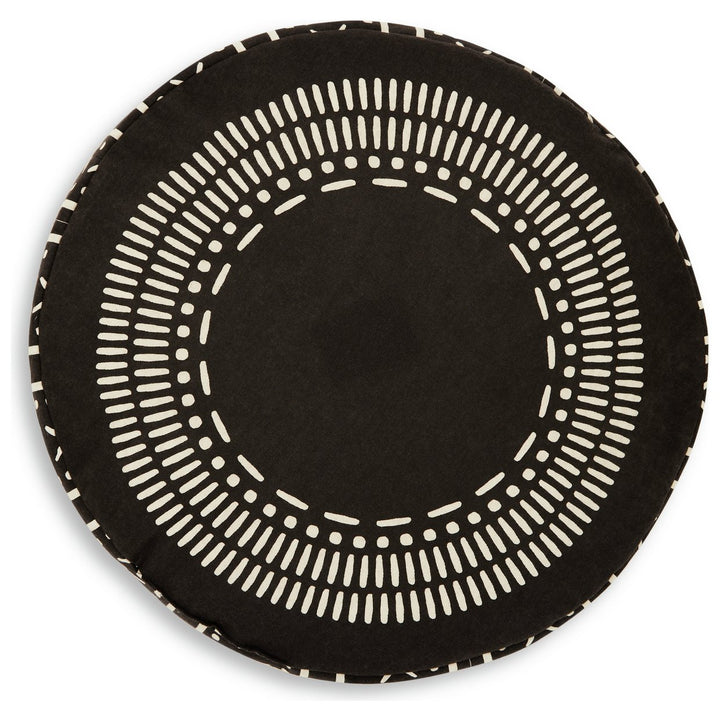 Habitat Black Round Printed Pouffe Outdoor Cushion