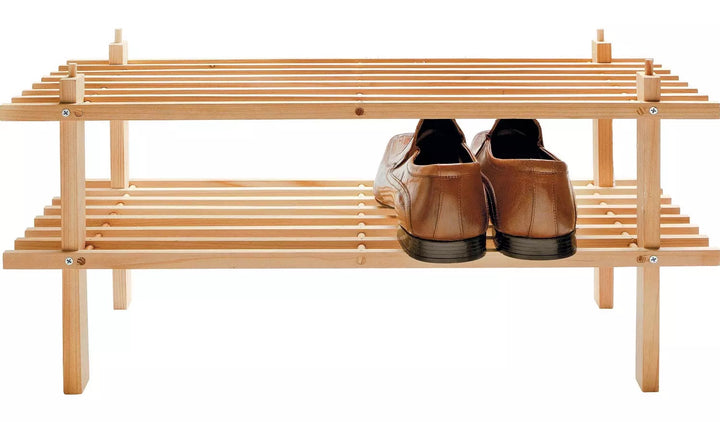 Home 2 Shelf Stackable Shoe Rack - Solid Pine