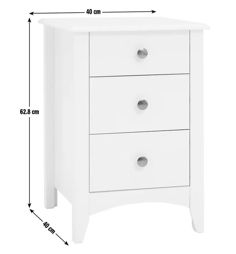 Habitat Minato 3 Drawer Bedside Table - White