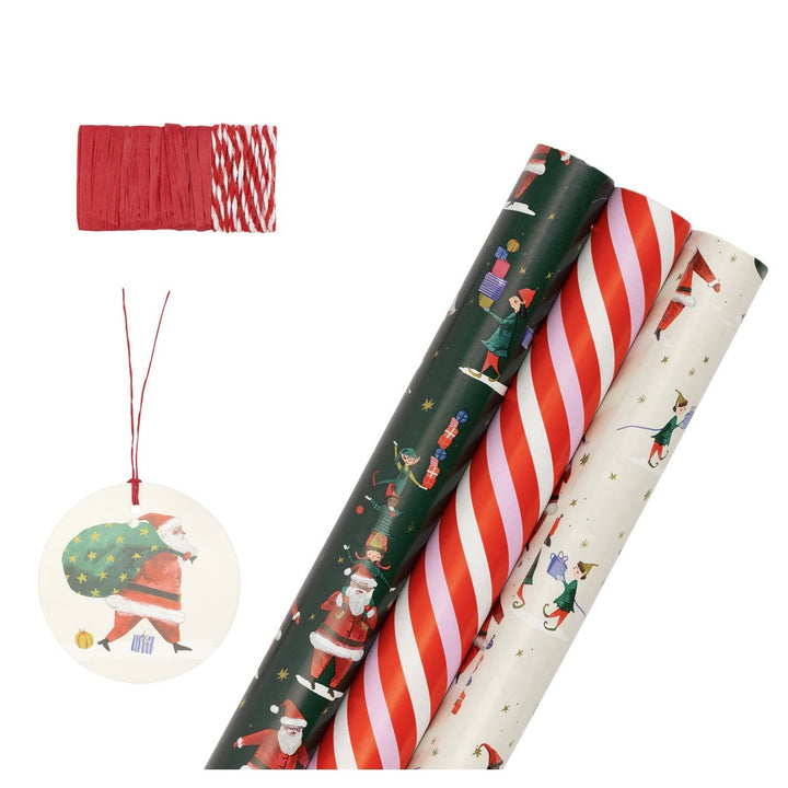 Home 3 Roll Santa & Co Wrapping Paper Set