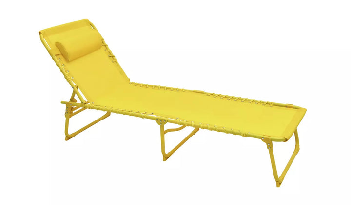 Home Folding Metal Sun Lounger - Yellow