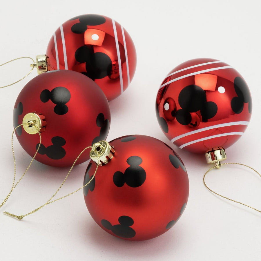 Disney Pack of 4 Mickey and Minnie Mouse Christmas Baubles