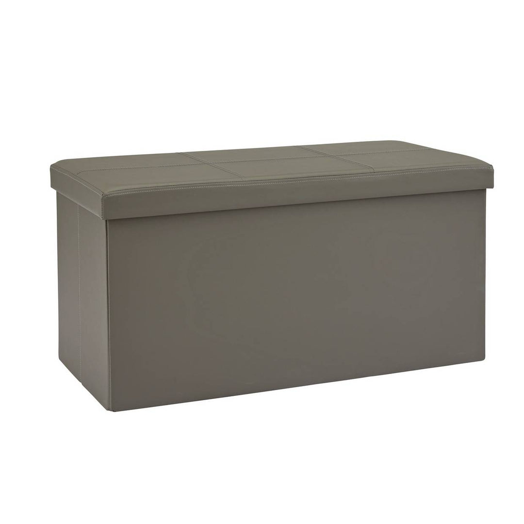 Home Large Faux Leather Ottoman - Grey