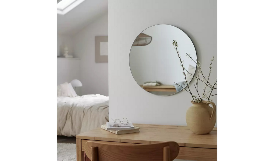 Habitat Black Frameless Round Wall Mirror - 50 x 50cm