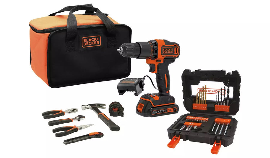 Black + Decker Hammer Drill Hand Tool and Drill Bit Set