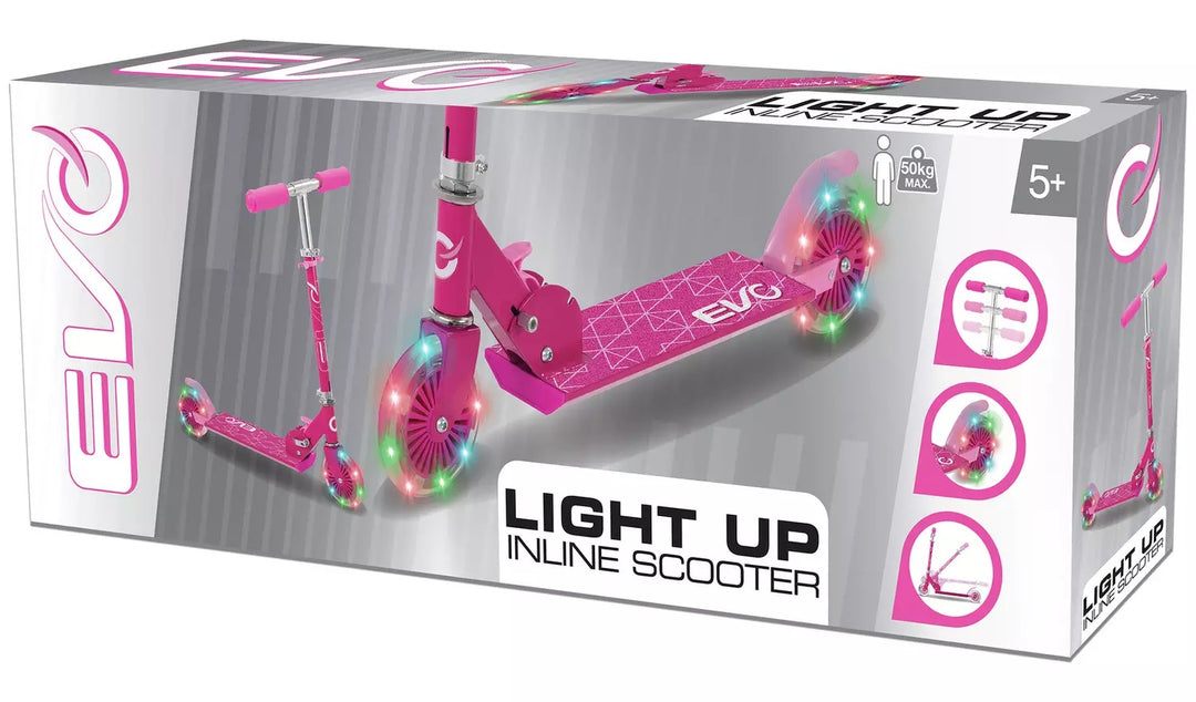 Evo Light Up Inline Folding Scooter - Pink