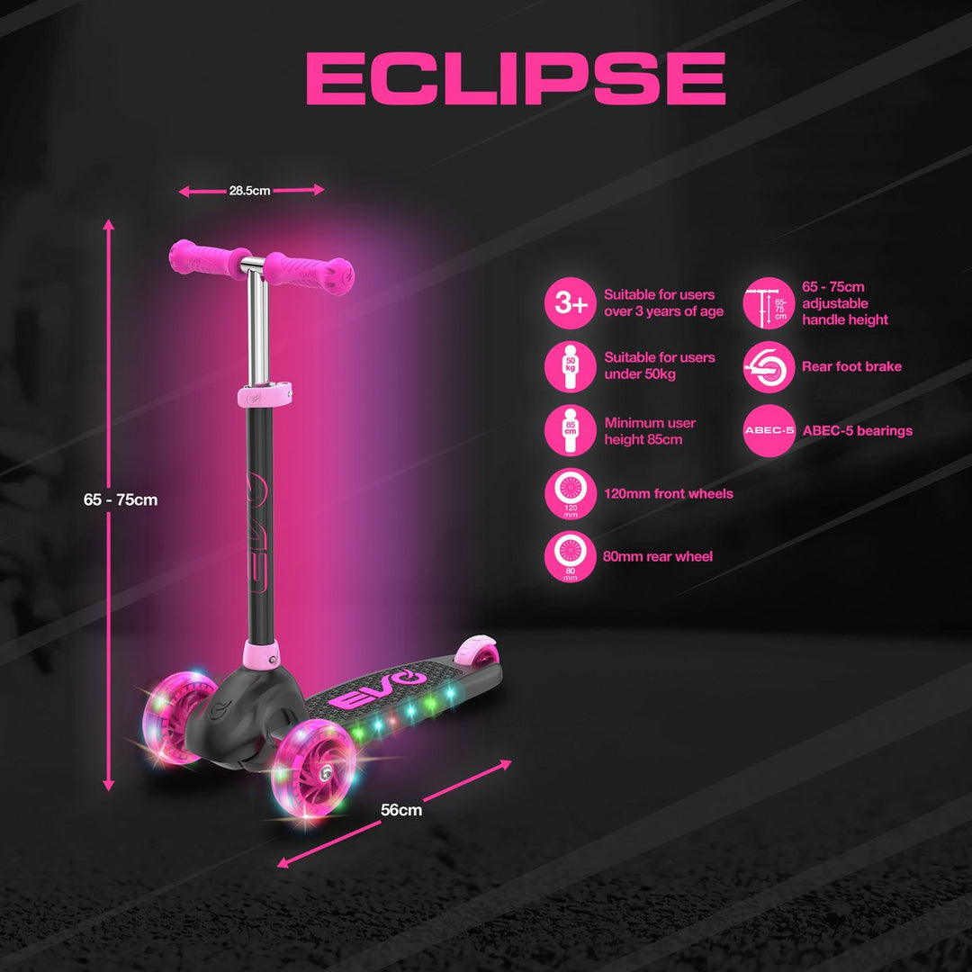 Evo Eclipse Kids 3 Wheel Scooter - Pink