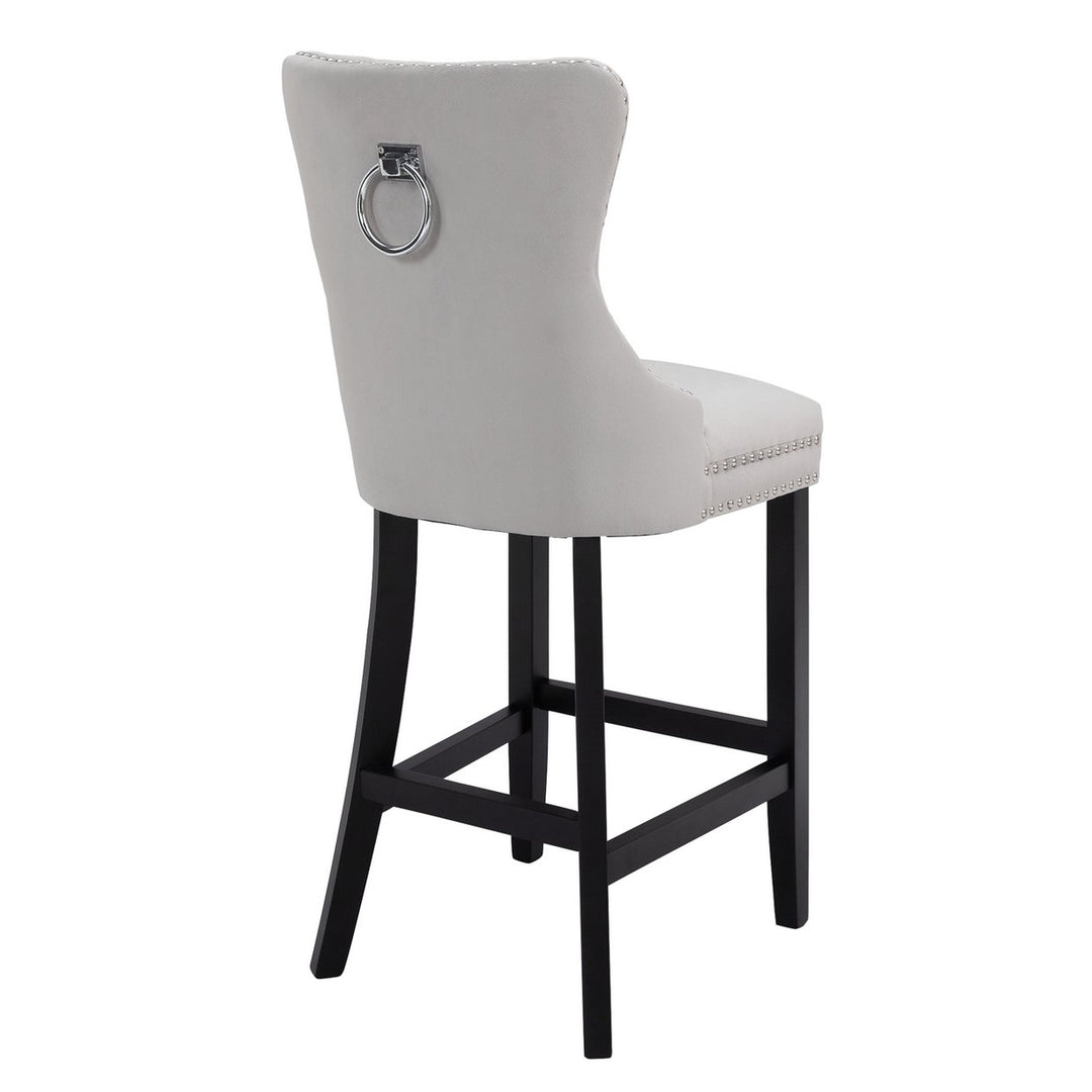 Home Princess Velvet Bar Stool - Light Grey