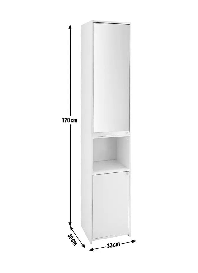 Home Prime Mirrored Tallboy - White