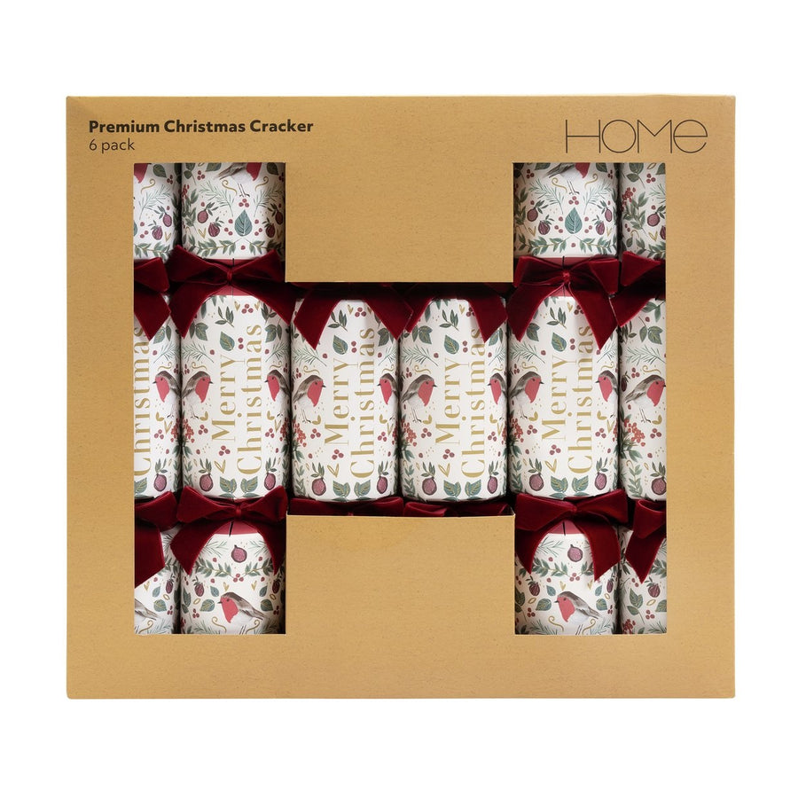 Home Pack of 6 Robin Premium Christmas Crackers