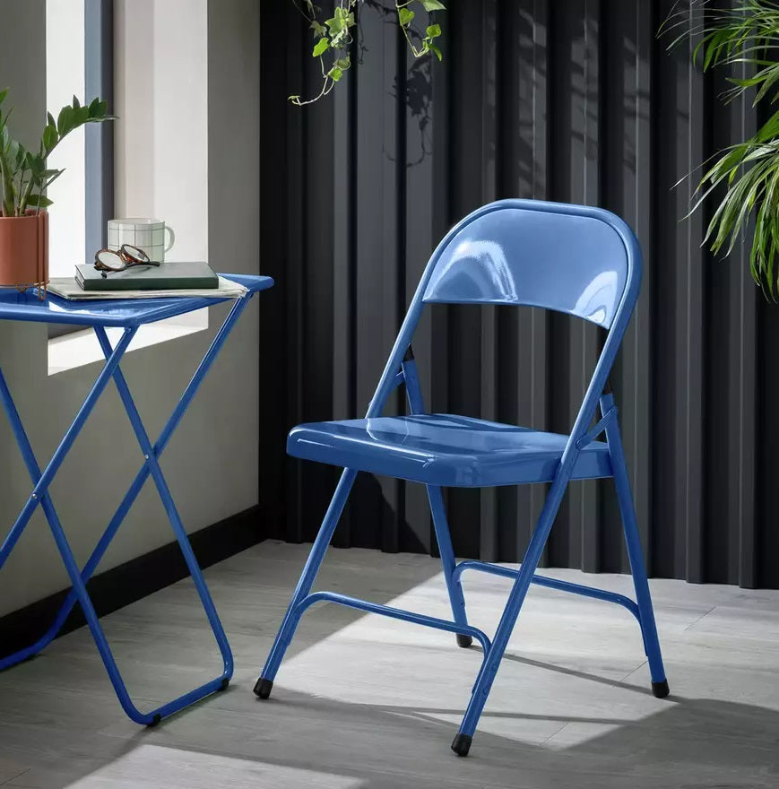 Habitat Airo Metal Folding Side Table - Blue