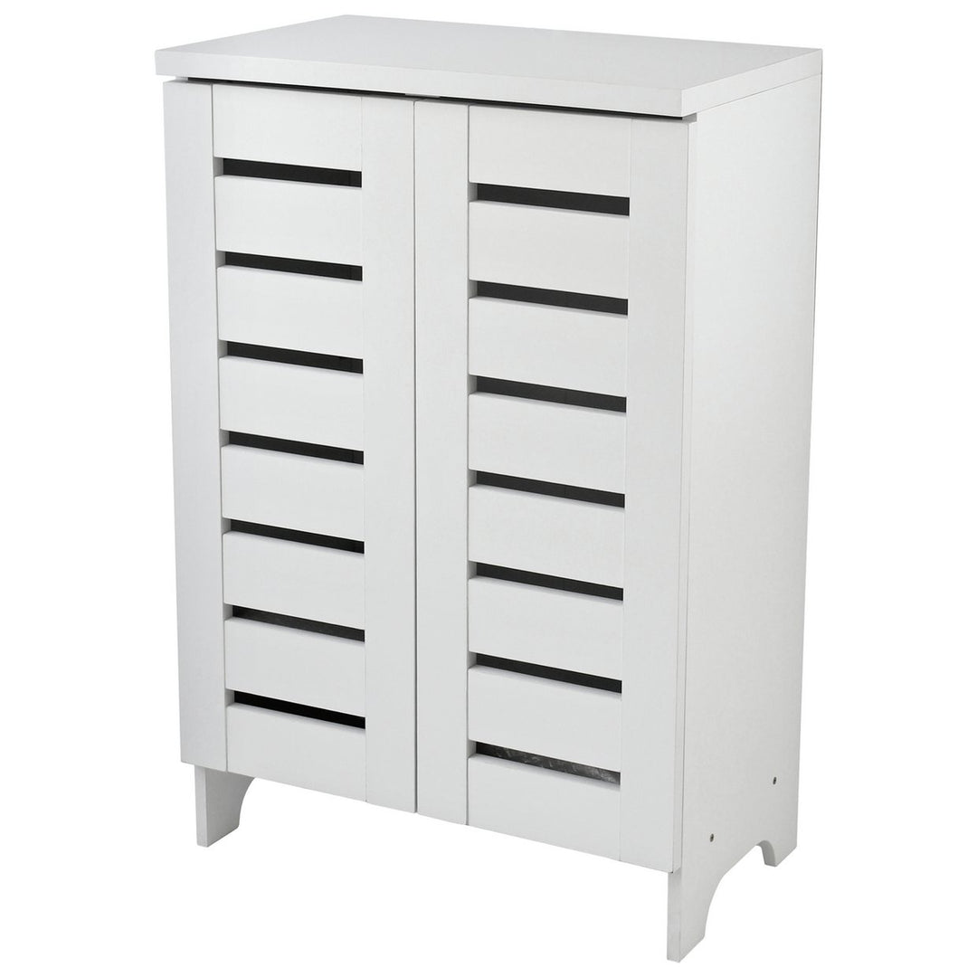 Home Slatted 2 Door Shoe Storage Cabinet - White