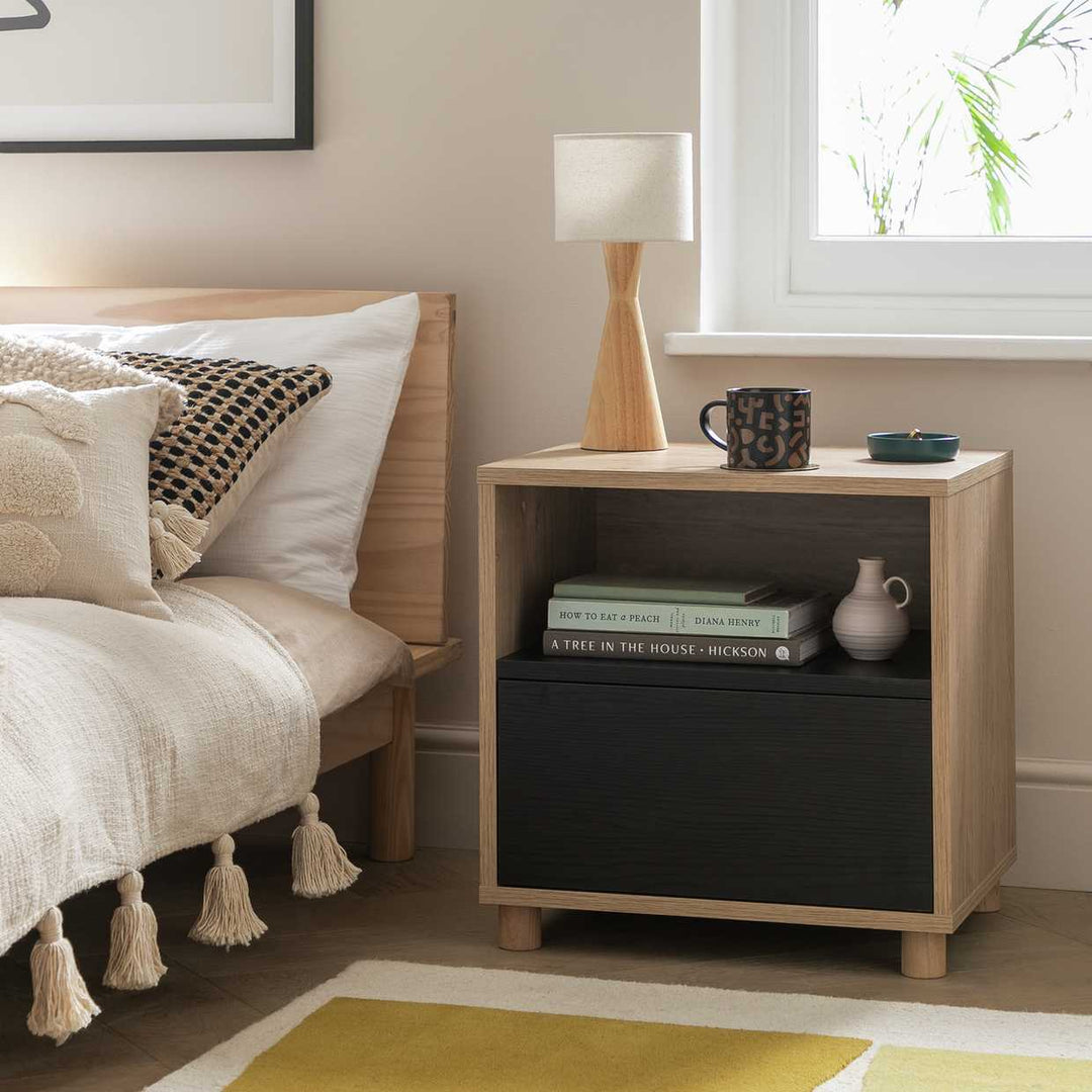 Habitat Koda 1 Drawer Bedside Table - Black