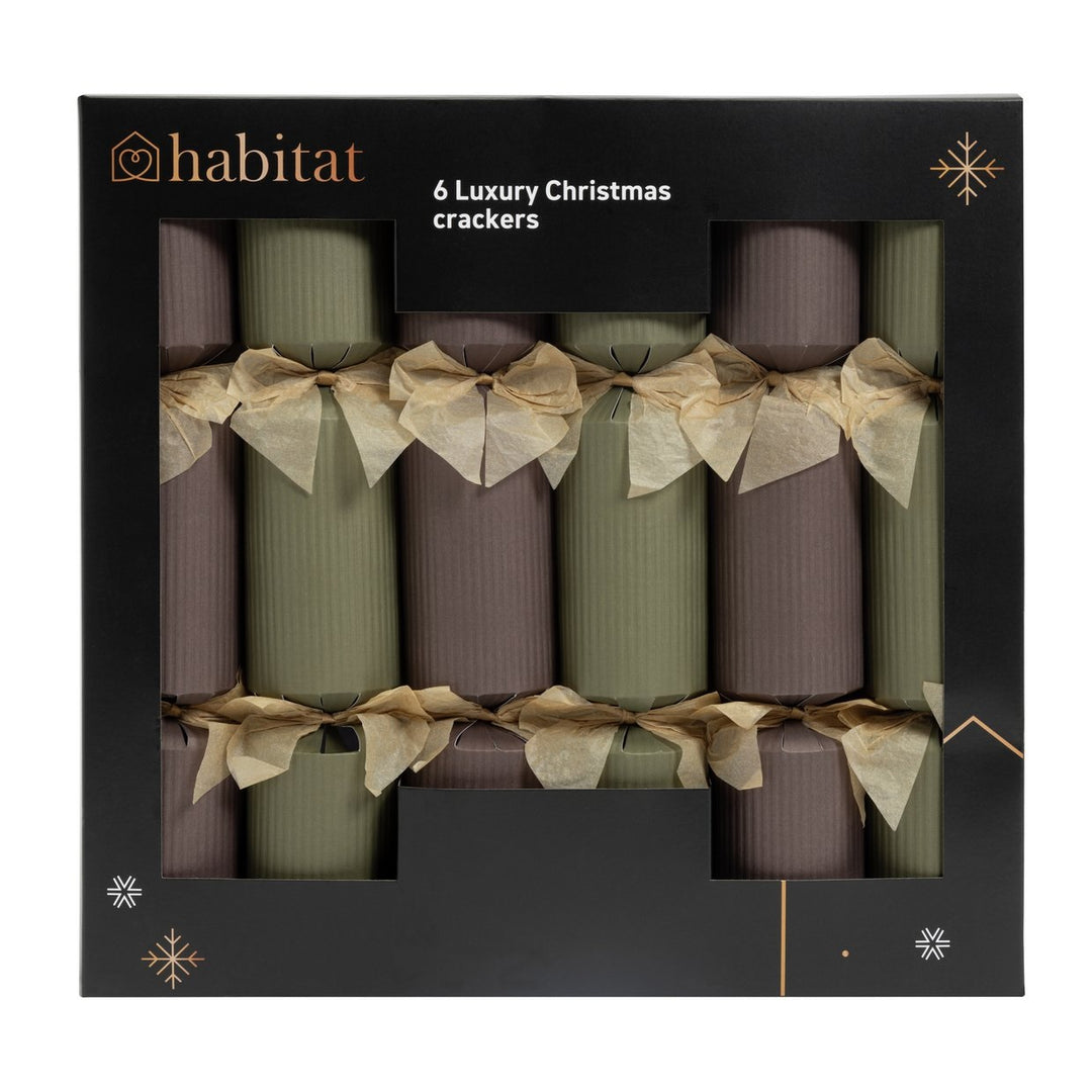 Habitat Pack of 6 Ribbed Luxury Christmas Crackers