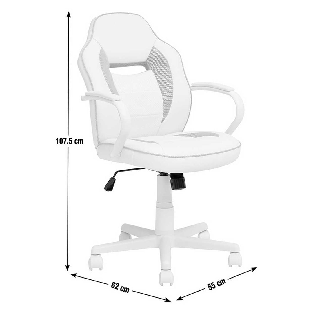 Home Faux Leather Mid Back Gaming Chair - White & Pink