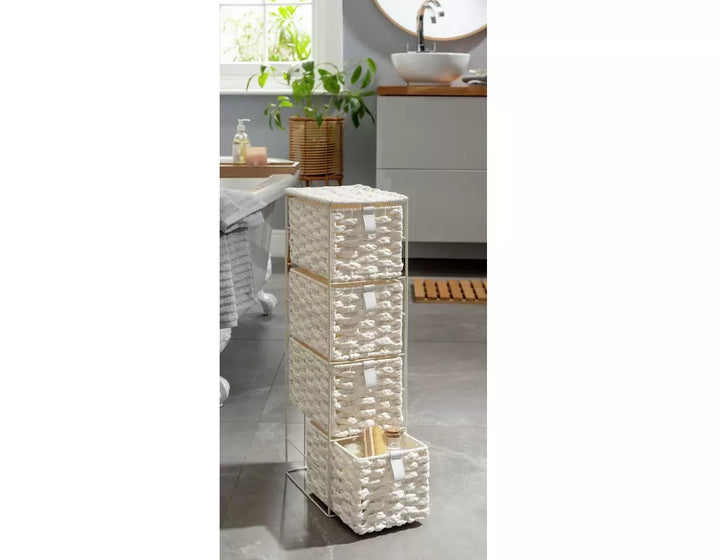 Home 4 Drawer Slim Bathroom Storage Unit - White