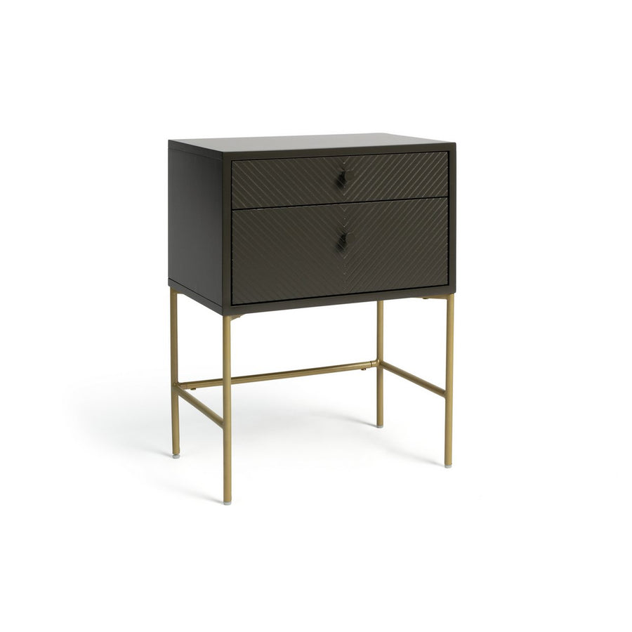 Habitat Barcelona 2 Drawer Bedside Table - Charcoal