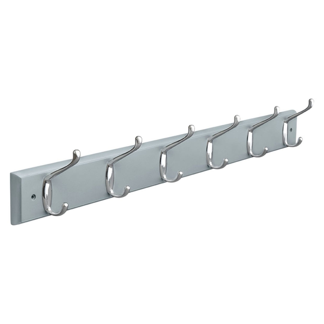 Home Pack Of 6 Double Coat Hooks - Grey 