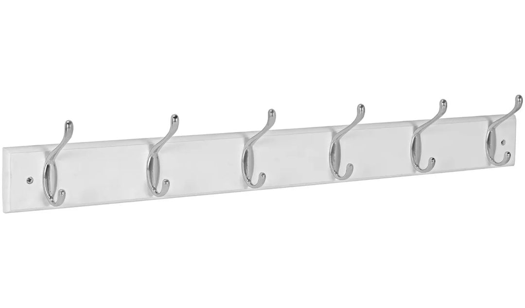 Habitat 6 Piece Double Chrome Coat Hooks - White