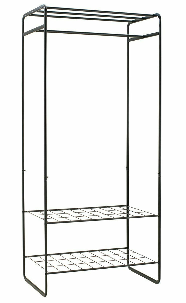 Home Clothes Rail With Shelves - Black