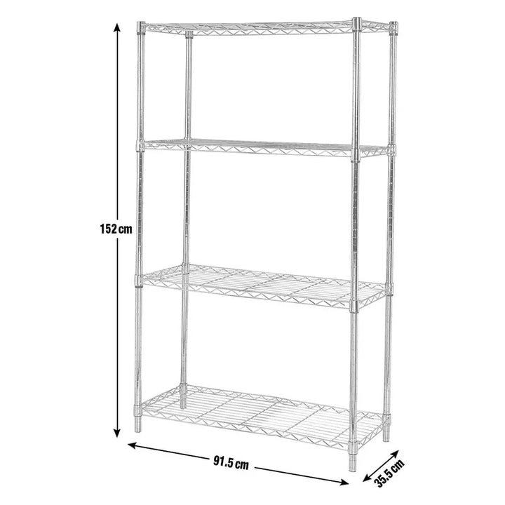 Home Metal Wide Shelving Unit - Chrome