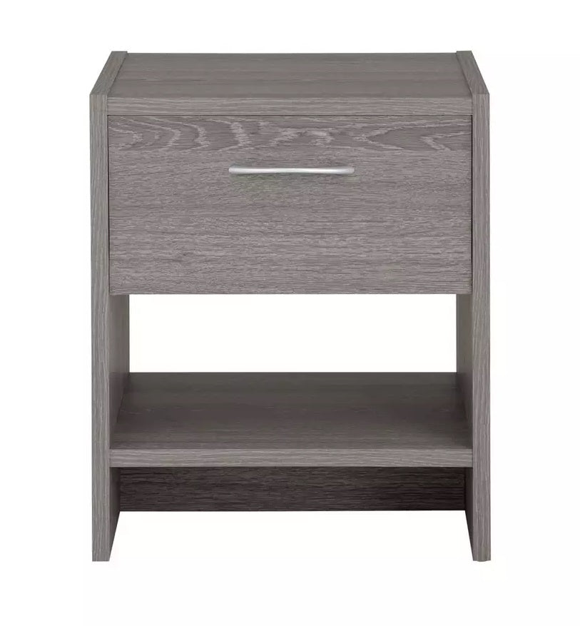 Home Seville 1 Drawer Bedside Table - Grey Oak Effect