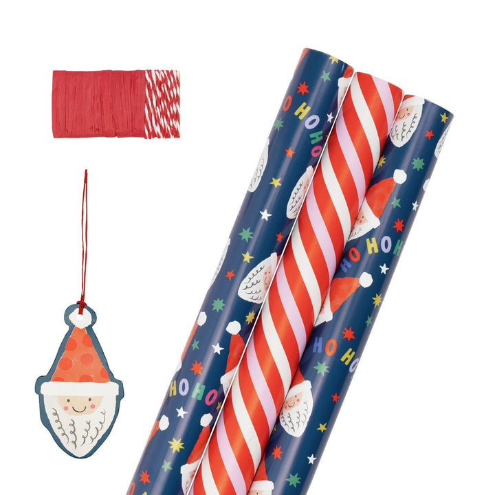 Home 3 Roll Santa Christmas Wrapping Paper Set