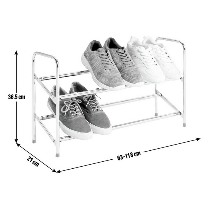 Home 2 Tier Extending Shoe Rack - Chrome