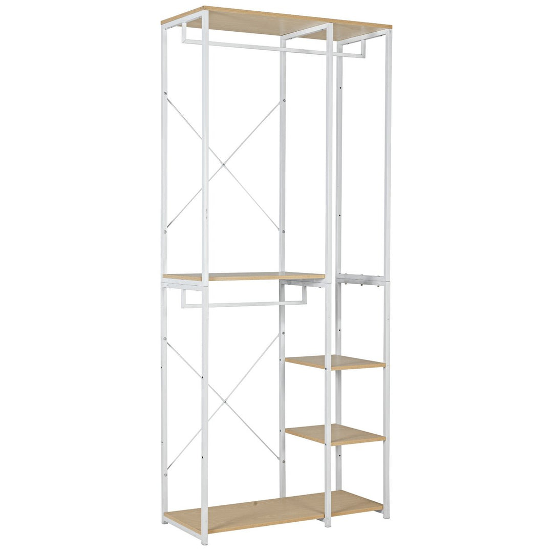 Home Double 2 Rail 4 Shelf Wardrobe - White