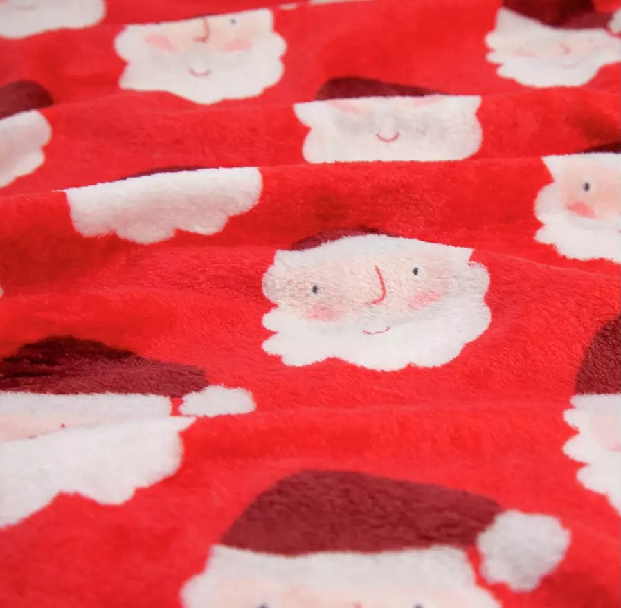 Home Christmas Santa Printed Fleece Throw - 125 X 150cm