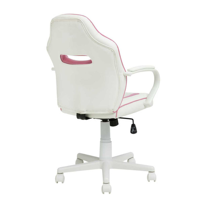 Home Faux Leather Mid Back Gaming Chair - White & Pink