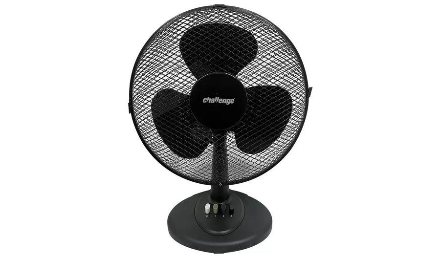 Challenge 12 Inch Oscillating Desk Fan - Black