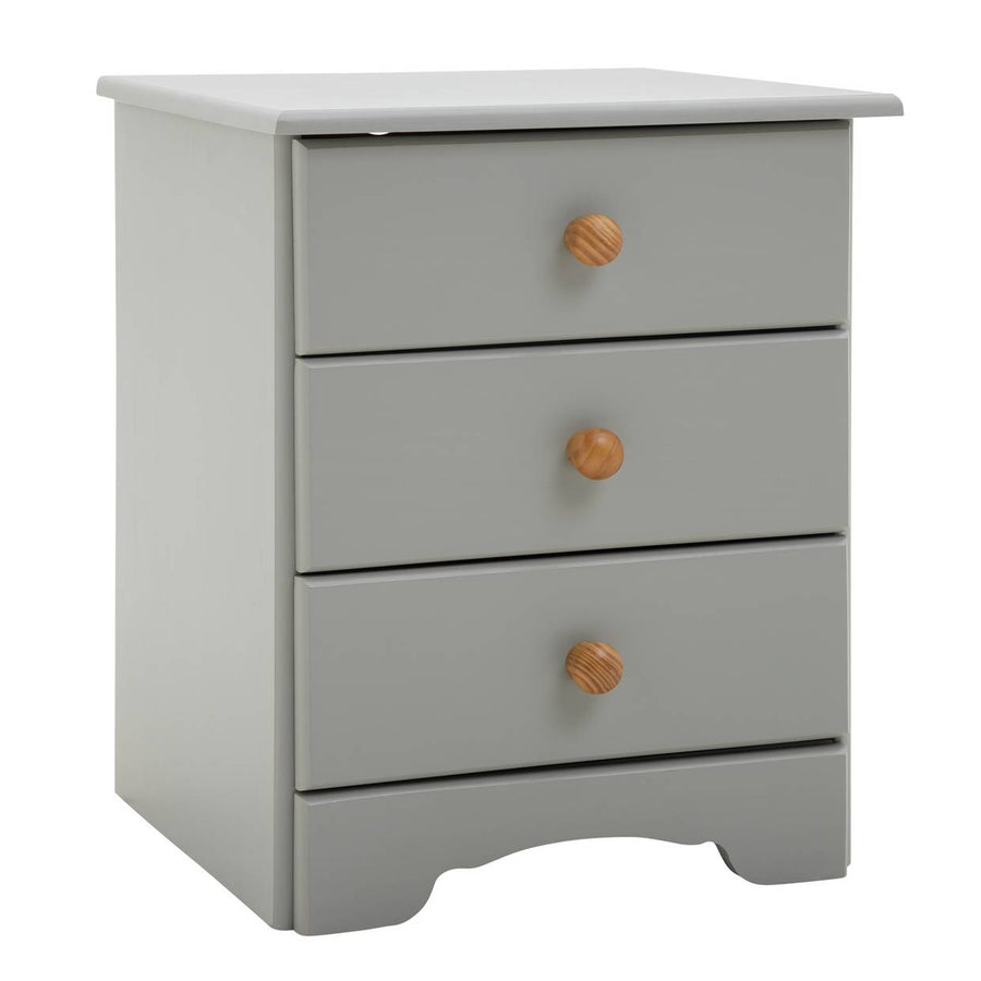 Home Nordic 3 Drawer Bedside Table - Grey