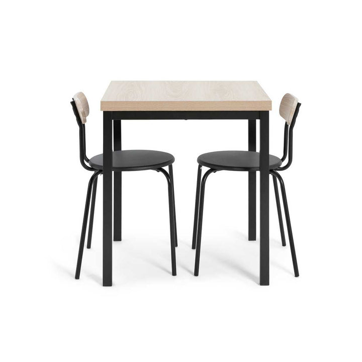 Habitat Zayn Wood Effect Dining Table & 2 Black Chairs