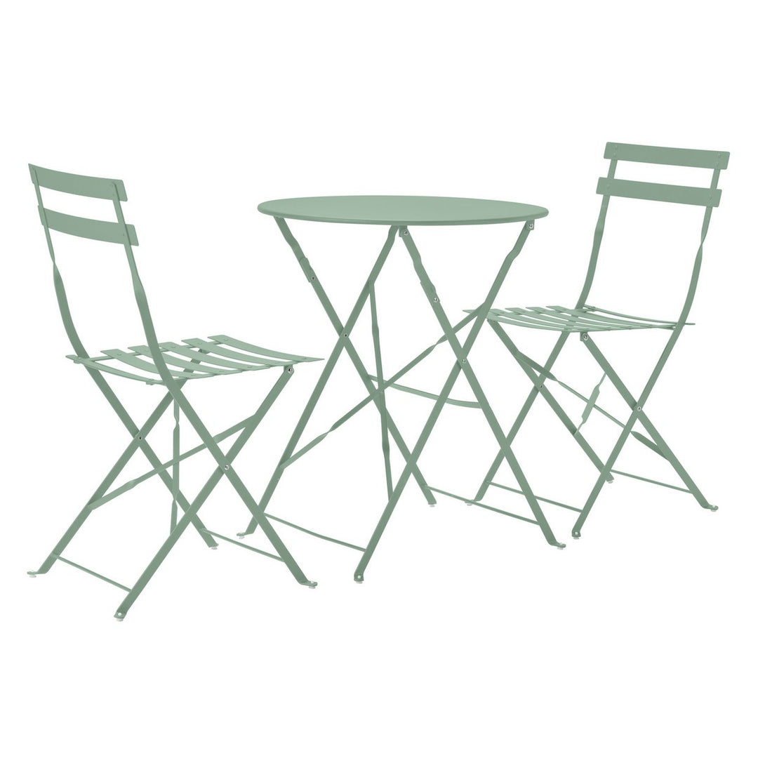 Home Eve Folding 2 Seater Metal Bistro Set - Light Green