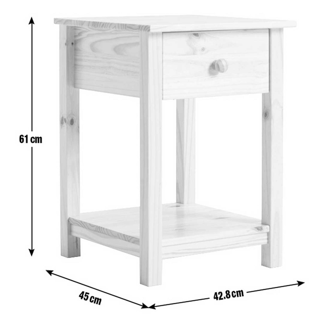 Home Scandinavia 1 Drawer Bedside Table - White