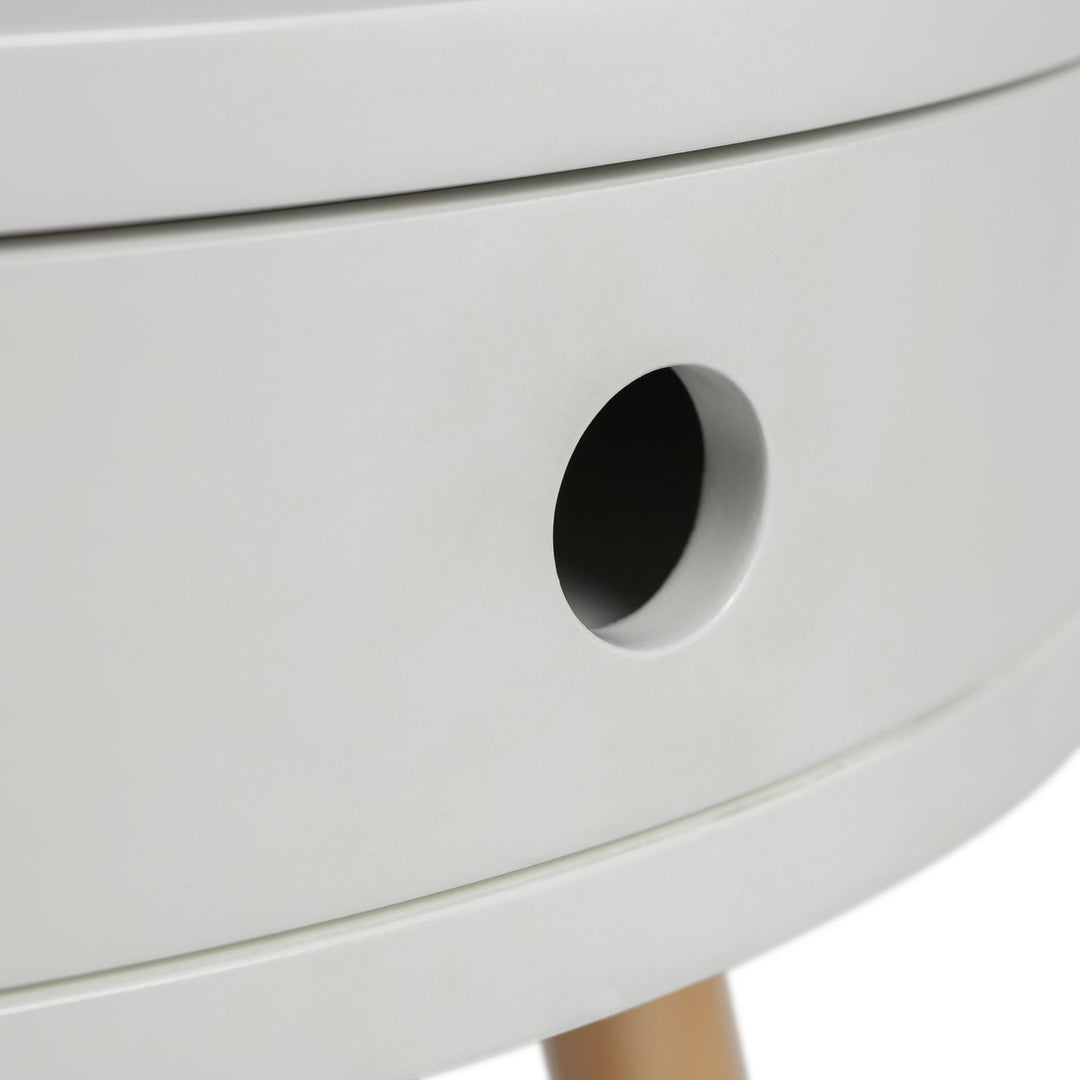 Habitat Otto 1 Drawer Round Bedside Table - White