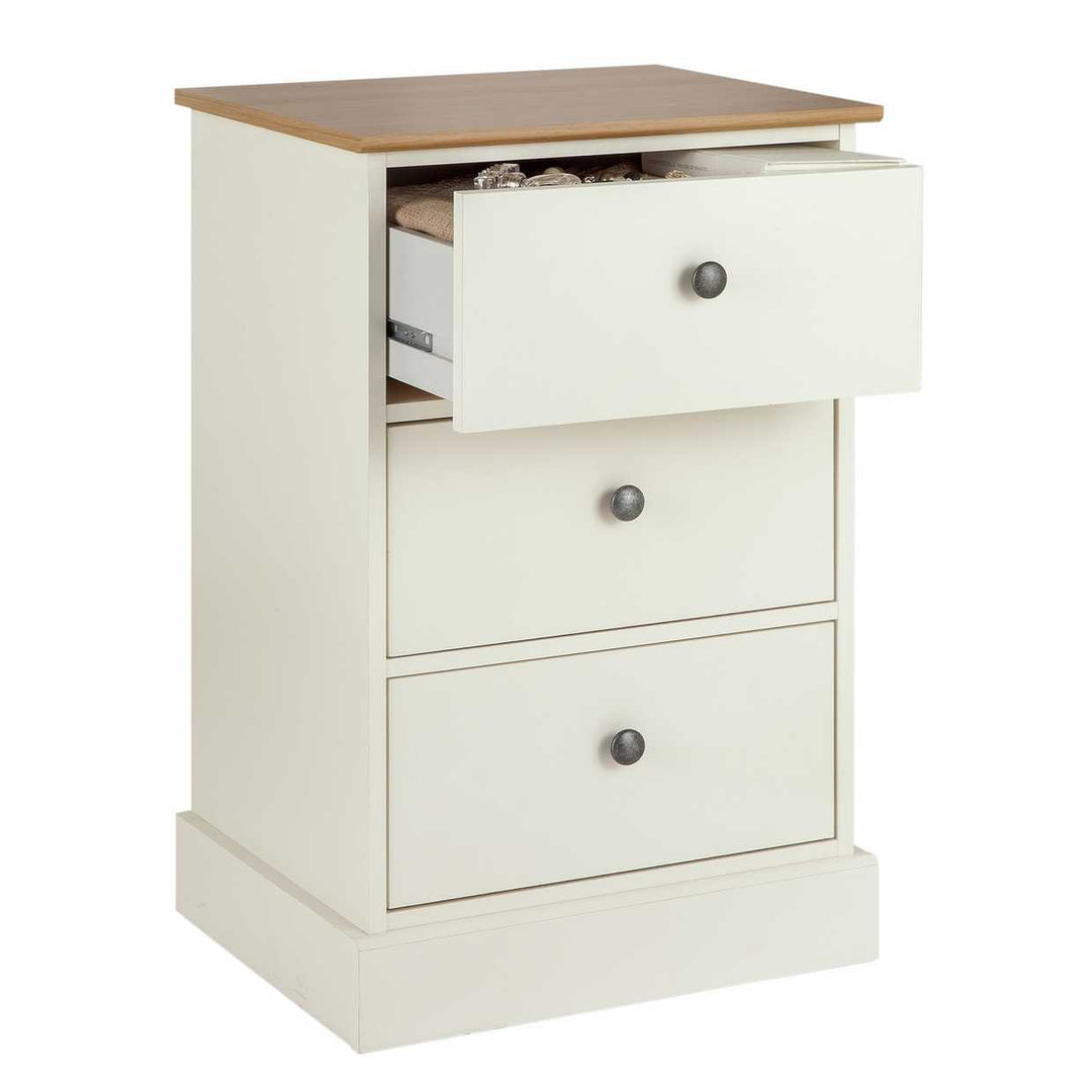 Home Kensington Bedside Table - Oak Effect & Ivory