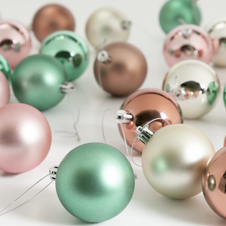 Home Pack of 24 Christmas Baubles - Pastel