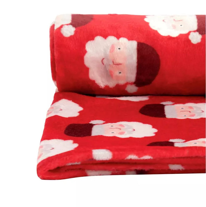 Home Christmas Santa Printed Fleece Throw - 125 X 150cm