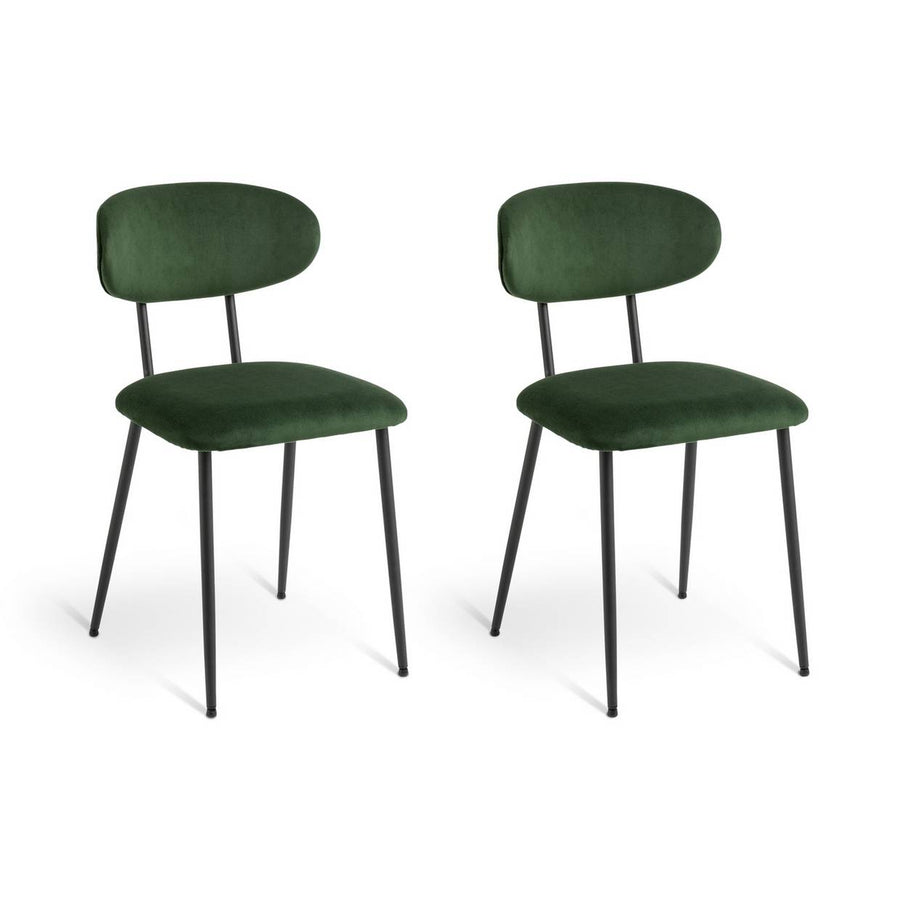 Habitat Ariana Pair of Velvet Dining Chairs - Green