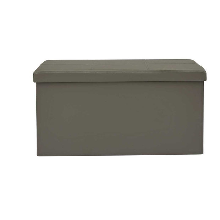 Home Large Faux Leather Ottoman - Grey