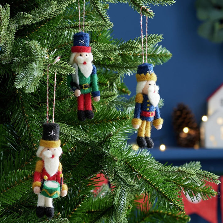 Home Pack of 3 Nutcracker Christmas Tree Decorations